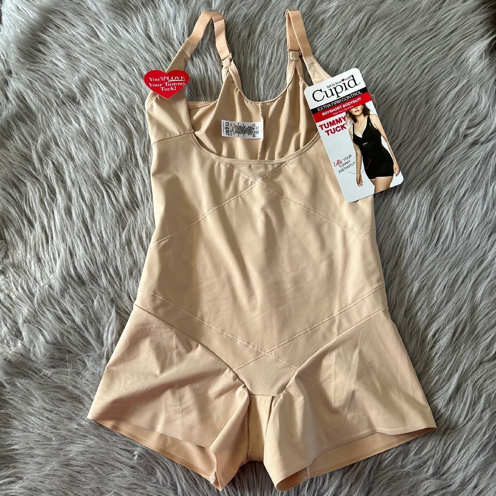 Cupid Shapewear Women's Size 2XL Beige Tummy‎ Tuck Boyshort Bodysuit Extra Firm